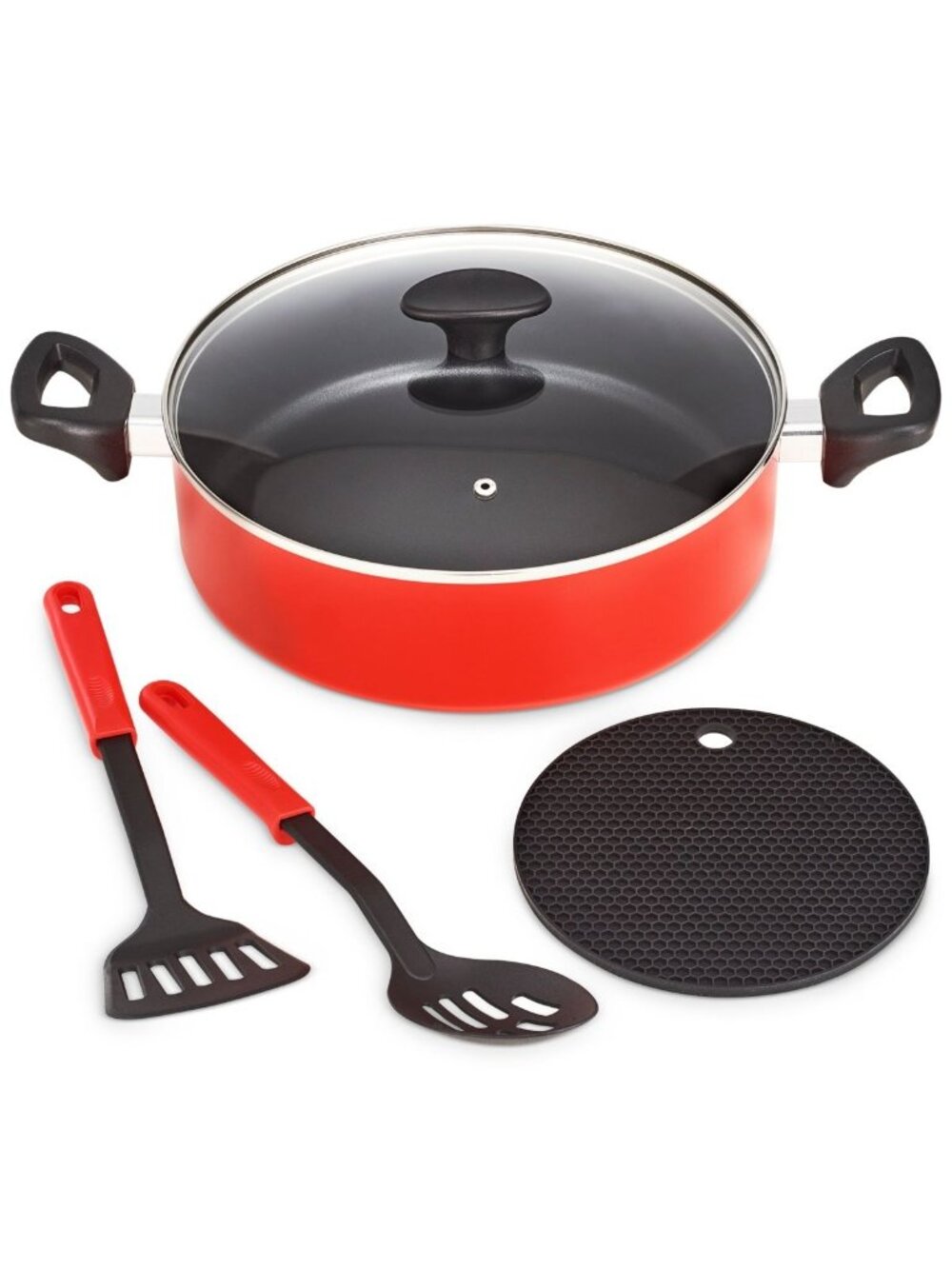 Bella Nonstick Everyday Pan Set 5-Pc Red Size Variety Pack NWB